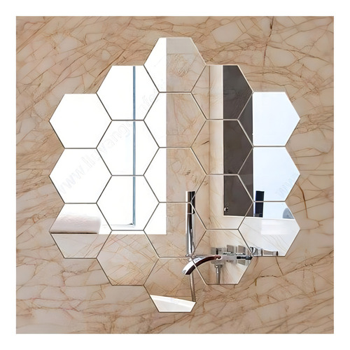 Espelho Decorativo Hexagonal Prata - 10