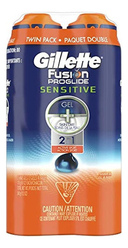 Gillette Fusion Proglide Gel De Afeitar 2 En 1, Sensible, Paquete Doble 12 Onzas