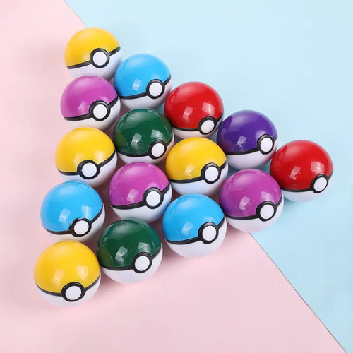 Set De 5 Pokebolas Con Figuras Y Stickers Diversión Anime
