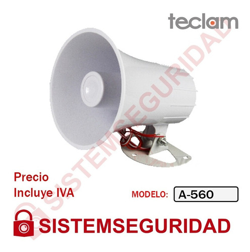 Sirena Potente 20w 30w Alarmas Incendio Cercas 2tonos Teclam