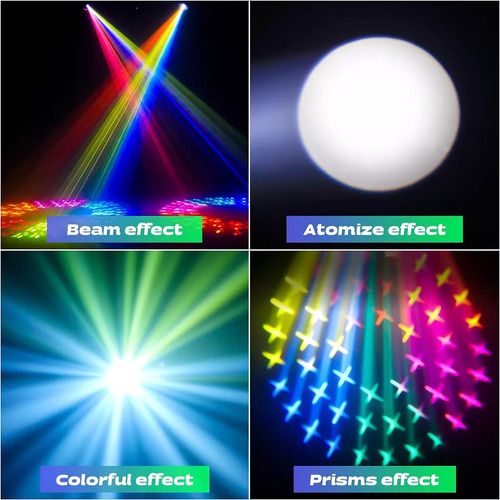 Luces De Escenario De Cabeza Móvil 275 W 10r (8000 K) Efecto De Haz 14 Gobos 14 Colores 2 Prismas Zoom Lineal Focos Dj Focos Frost & Rainbow Wheel Stage Lights Para Fiesta, Discoteca