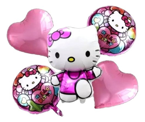 Hello Kitty Globo Metalico Paq Kit Set Bouquet 5 Piezas