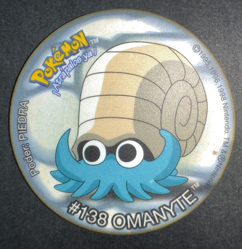 Taps Pokemon De Frito Lay - #138 Omanyte - 1998 Original