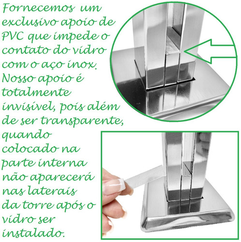40 Coluna Torre 40 Cm Preto Fosco Com 2 Furos Corpo Inox