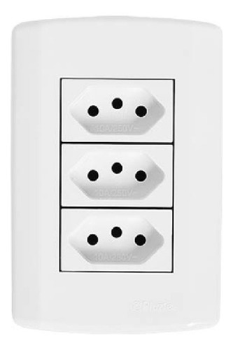 Tomada Tripla 20a Modular 3 Tomadas Pluzie Branca 4x2