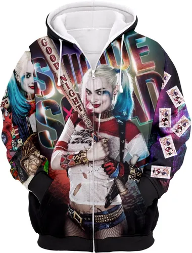 Jaqueta Moletom Blusa Frio Casaco Arlequina Esquadr o Suicid