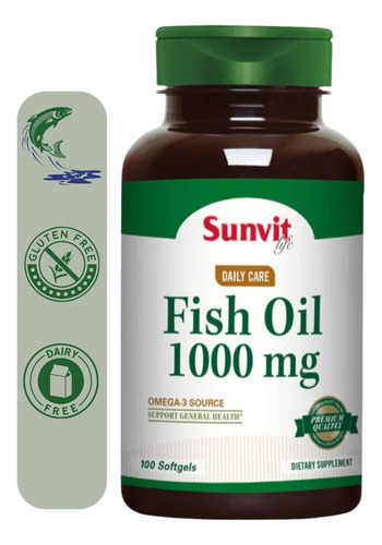 Omega 3 Fish Oil 1000 Mg (100 Capsulas) Sunvit Life