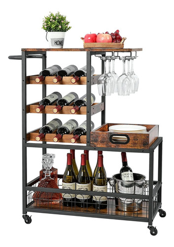 X-cosrack  Serving Cart With Wine Rack And Glass Holder