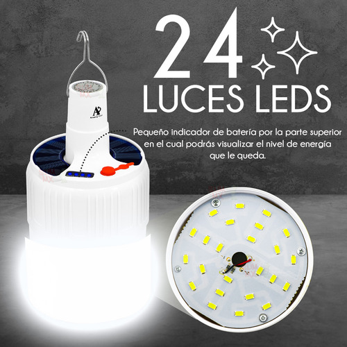 Slim Company foco led portátil de bateria recargable con luz solar y usb lampara de emergencia 21w