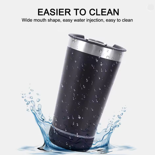 Vaso Con Parlante Térmico Recargable Usb Acero 473ml Luces Azul