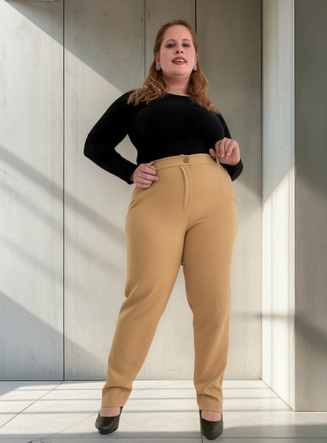 Pantalón Sastrero Recto Talle Especial Grande Mujer Vestir