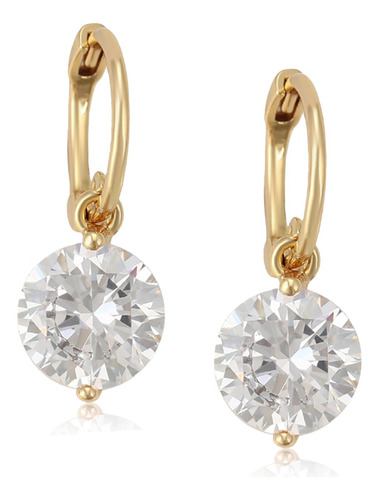 Aretes Pendientes Joyas Swarovski Lamin En Oro 18k Diamante