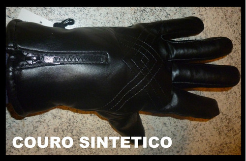 Luva Couro Sintetico Moto Motoquero Motociclista Motoboy Etc