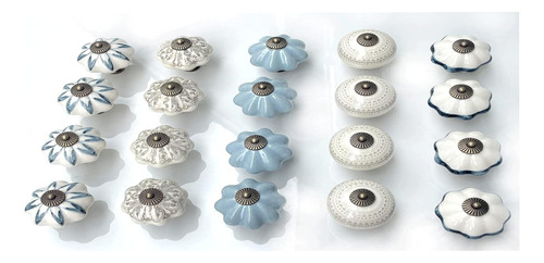 20 Pcs Drawer Knobs Pulls, Cabinet Ceramic Knobs, Retro And