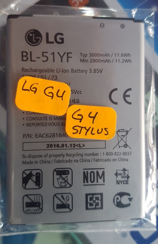 Batería LG G4/g4 Stylus Original Bl-51yf Nuevo