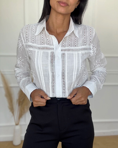 Camisa Blanca Importada De Mujer, Broderie