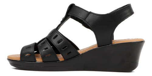 Sandalia Casuales Mujer Piel Negro Piel Punto Alto Z22 Gnv®