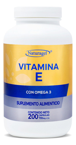 Vitamina E + Omega 3 Antioxidante | 200 Cápsulas | Naturagel Sabor Sin sabor