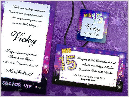 Tarjetas Para 15 Años Entradas Invitaciones Colgantes X25uds