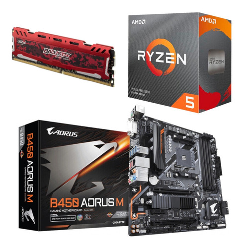 Kit Amd Ryzen R5 3600 + Aorus B450 M + Bl 8gb  