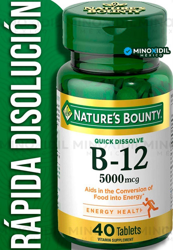 Vitamina B12 Cianocobalamina 5000mcg Fácil Absorción 40 Tab