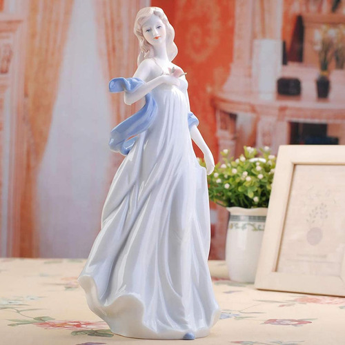 Escultura De Mujer, Mxmwj-001, 1pz, Azul/blanco, 30x12x12, P Color Blanco/Azul