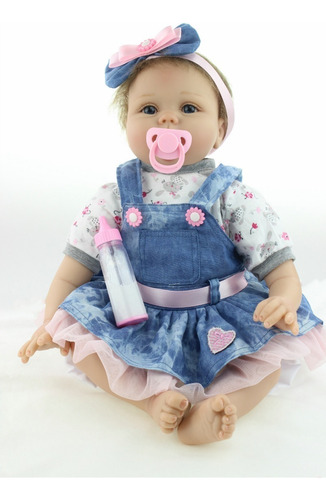 Muñeca Bebé Reborn Silicona Suave 55cm Osito Realista - En