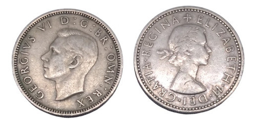  Monedas Inglaterra 1 Chelin 2 Piezas Años 50's  Envio $57