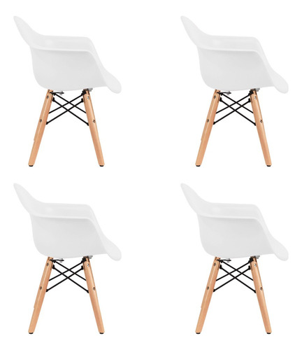 4 Sillas Eames Infantil Con Descansabrazos - Duduk Blanco