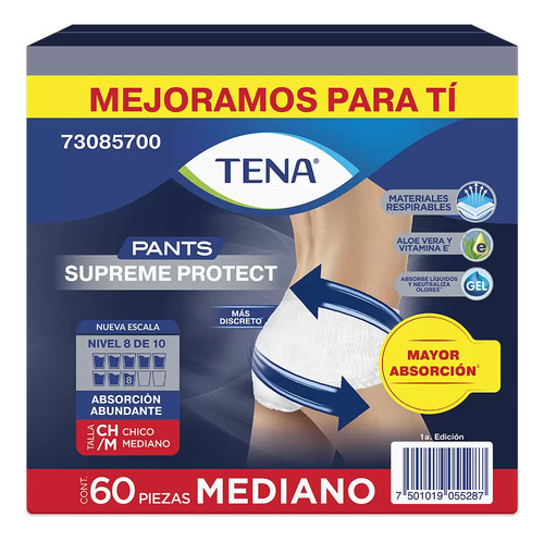 Ropa Interior Desechable, Tena Pants Supreme, M, 60 Pzs. 