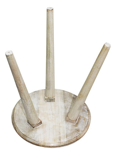 Artesanía De Algodón Mesa Auxiliar Redonda De Madera - Hecho