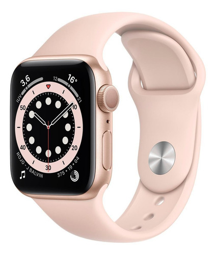 Imagen 1 de 8 de Apple Watch Series 6 (GPS) - Caja de aluminio oro de 40 mm - Correa deportiva rosa arena