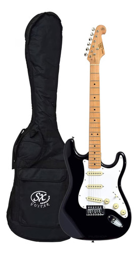Guitarra elétrica SX Vintage Series SST57+ de  tília black brilhante com diapasão de bordo