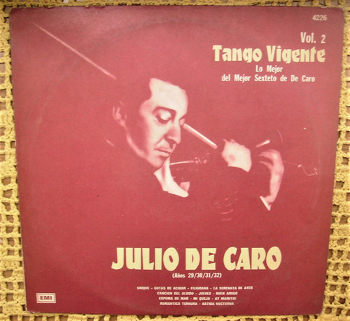 Julio De Caro / Tango Vigente Vol. 2 - Lp Vinilo Promo