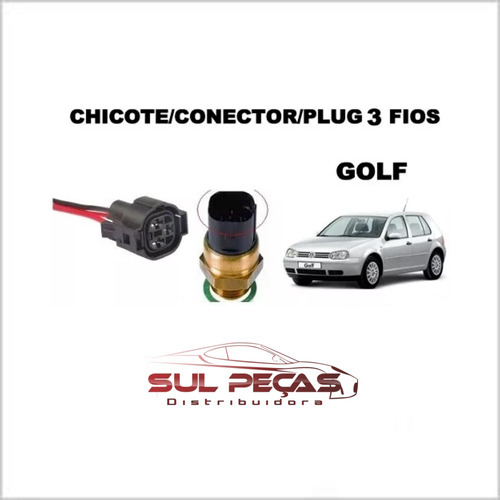 Plug Conector 3 Fios Cebolão Radiador Vw Golf Polo Ate 98