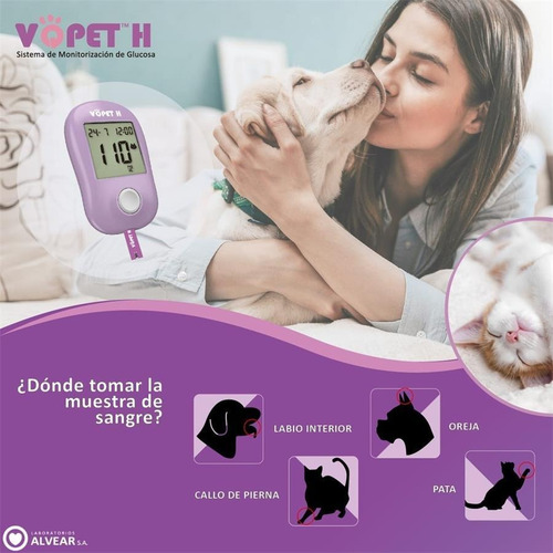 Medidor De Glucosa Veterinario Vqpet Vgm30 + 60 Tiras