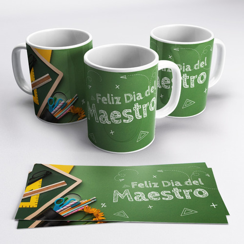 Taza De Cerámica Feliz Dia Del Maestro Lista Para Regalar. 