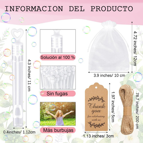 100 Burbujero Para Boda Fiesta Corazón Hueco Burbujero Vacío Color Blanco