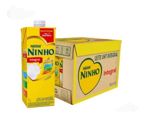 Leite Uht Ninho Integral Nestle 1l Kit Com 12 Unidades