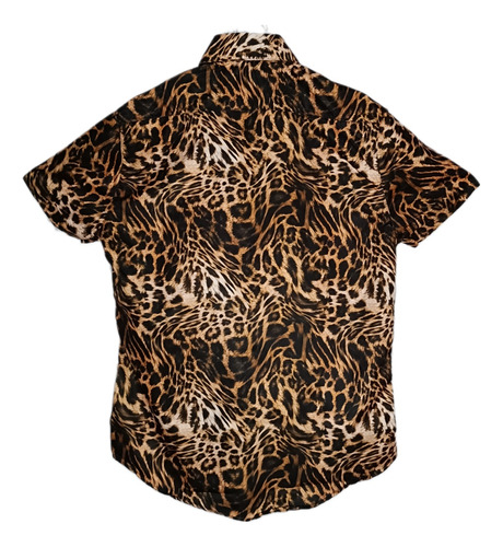 Camisa Buchona Manga Corta Hombre Estampado Leopardo Adulto 