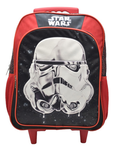 Mochila Star Wars Stormtrooper Con Ruedas Estampado Relieve Negro Rojo Primaria 122450 Ruz Color Rojo/negro