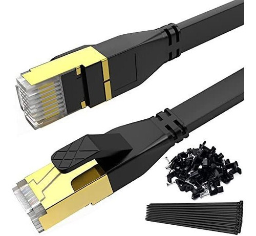 Cable Ethernet Cat 8 De 100 Pies, Cable Lan De Red Plano De.