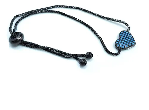 Pulseira Feminina Nano Turquesa Banhada Ouro Negro