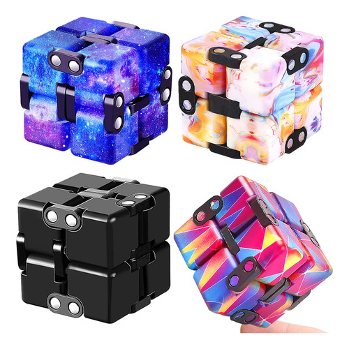 Cubo Infinito De Juguete Alivia Estrés Pack 4 Unidades Color