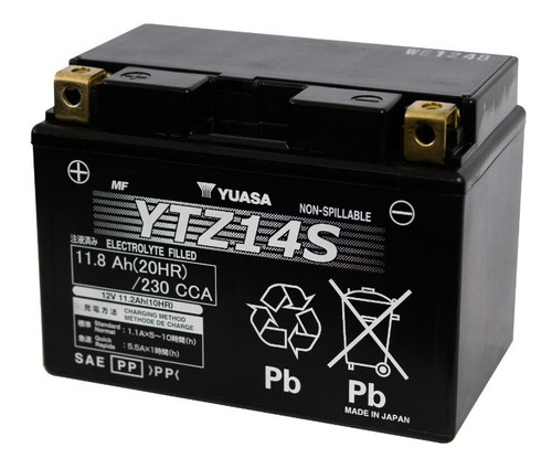 Bateria De Moto Marca Yuasa Ytz14s Bateria Top De Linea