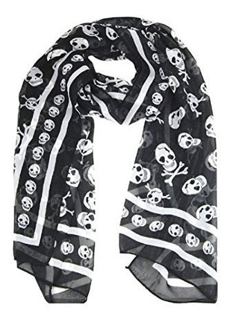 Punk Skull Bufanda Shawl Wrap Enorme Fotos 1-3-5-6 Y 7