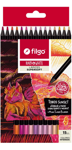 Lapices Filgo Black And White Supersoft X 15 Colores