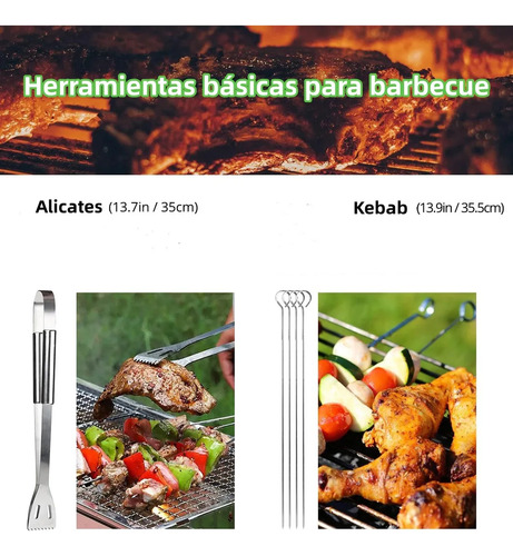 Kit 9 Utensílios Asador Parrilla Barbacoa Cozinha Aço Inox