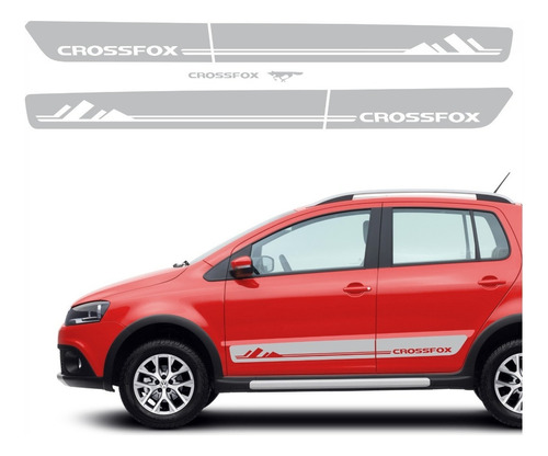 Kit Adesivos Lateral Compatível Crossfox 2012 Vermelho R703 Cor Prata