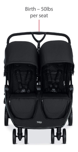 Britax B-lively Carriola Doble, Negro (raven), 1 Unidad (paquete De 1)